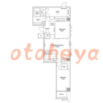 楽器可 ピアノ可 で 東京23区の賃貸マンション物件 2SLDK 46万円の写真1