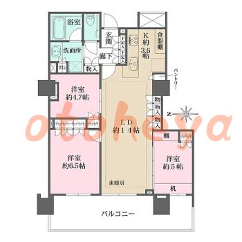 楽器可 ピアノ可 で 東京市部の賃貸マンション物件 3LDK 37万円の写真1