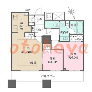 楽器可 ピアノ可 で 東京23区の賃貸マンション物件 2LDK 34万円の写真1
