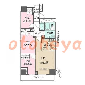 楽器可 ピアノ可 で 東京23区の賃貸マンション物件 3LDK 35.5万円の写真1