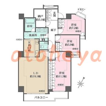 楽器可 ピアノ可 で 東京23区の賃貸マンション物件 3LDK 49万円の写真1